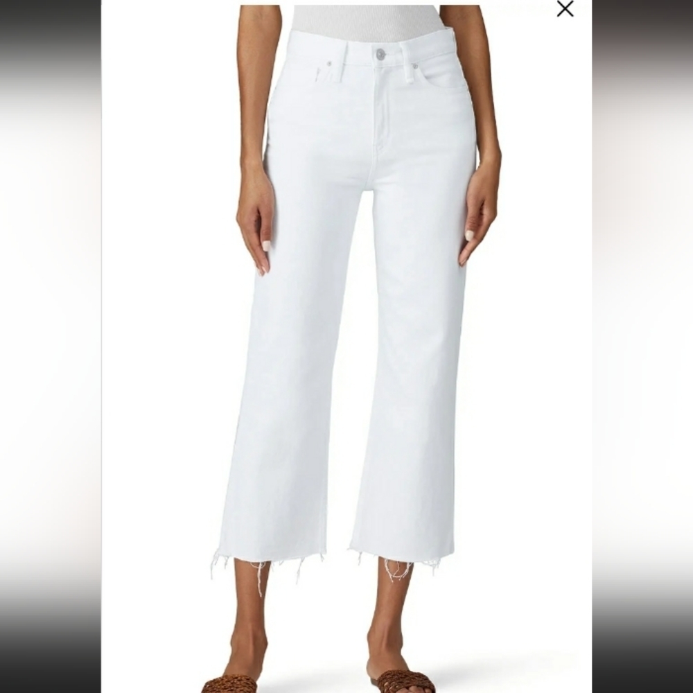 Hudson White Remi High Rise Straight Cropped Jeans